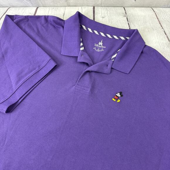 Disney Parks Polo Shirt 2XL Purple Mickey Mouse Embroidered Logo Casual Mens - Picture 1 of 9